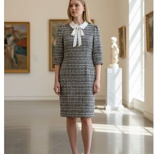 Elegant Alexia Admor black and White Tweed Dress